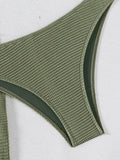 With Skirt Wrinkled Bandeau Bikini Female Swimsuit Women Swimwear Three-pieces Bikini Set Metal Ring Bathing Suit Swim Beachwear