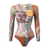 S - XXL New Printed Long Sleeve With Pants Women Swimwear One Piece Swimsuit Female Floral Padded Bather Bathing Suit Swim V7176