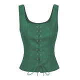 Women Vest Lace-up Strap Renaissance Vinatge Square Neck Sleeveless Medieval Slim Fit Halloween Cosplay Performance Top