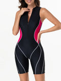 2026 Zipper Sleeveless Swimsuit Women One Piece Slim Swimwear Female Rush Guard Bathing Swimming Swim Surfing Suit Beachwear XXL