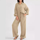 2026 Spring and Summer Casual Suit New Fashion Suit Loose Casual Top Wide Leg Pants Two-piece Set for Women