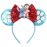 2025 New Style Mickey Minnie Ear Headband Sequin Bows Girl Adult Kids Halloween Party Cosplay Hair Accessories Princess Hairband