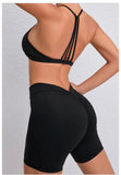 Women's 2-Piece Yoga Sets High Waist Seamless Shorts  Hip-Lifting & Backless Gym Leggings Quick Dry Workout Fitness Suits