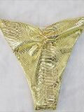 Snake Skin Rhinestone Diamond Bikini Female Swimsuit Women Swimwear Two-pieces Bikini Set High Cut Halter Bathing Suit Swim Lady