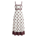 2026 Summer Women Slip Dress Spaghetti Straps Dots Print Swing A-line Dress Party Bohemian Casual Elegant Dresses