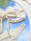 DEKA Brazilian Bandeau Bikini Set Swimwear Women 3D Flowers Swimsuit Bathing Suit Female Summer Beach Wear Biquini
