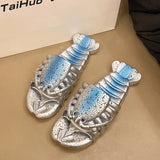2025 New Metal Color Funny Lobster Slippers For Women Men Summer Shoes Anti-slip Cute Cartoon Couples Indoor Beach Slides