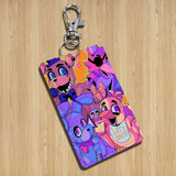 2026 A-FnafS oppression Rectangle ID Card Case Keychain Access Card Bag Key Tag Ring Leather Card Holder Key Ring Access
