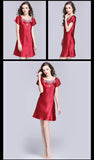 Women's Sleepwear Ice Silk Casual Silk Pajamas Women's Summer Sexy Short Sleeve Lace Pajamas Loungewear