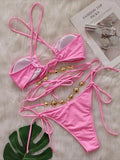 Wrap Around Halter Rhinestones Diamond Bikini Women Swimsuit Female Swimwear Two-pieces Bikini Set Bathing Suit Swim Beach Wear