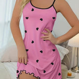 Sexy Pajamas Women's Silk Thin Suspender Nightdress Pink Nightgown Nightwear For Woman Home Clothes Sleepwear Ladies Mini Dress