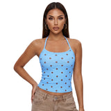 Women's Summer Halter Neck Tops Fashion Sleeveless Dota Print Slim Fit Cami Tops