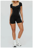 Yoga Set Women's Tracksuit Yoga Overalls One-Piece Sportswear Women's Short Sleeves Gym Workout Clothes Fitness Stretch Bodysuit