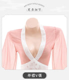 Women Sexy Lingerie Hanfu Dress Cosplay Costume Deep V Erotic See-through Pink Chinese Ancient Style Temptation Dresses