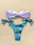 Rhinestone Flower Accessories Swimsuit Women 2026 2-piece Mini Bikini Sexy Strapless Backless Bathing Suit Summer Beach Swimwear