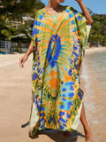 2026 New Colorful Kaftan Tunic Beach Dress Beach Wear Beachwear Beach Cover Up Cover-upsLoose Maxi Dress Female Women V4428