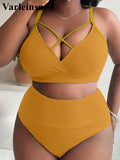 0XL - 4XL Ribbed Bikini Large Size Swimwear Plus Size Women Swimsuit Female Two-pieces Bikini Set Bather Bathing Suit Swim V4982