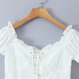 One-shoulder Off-the-shoulder Puff Sleeve Dress For Women With Hollowed-out Chest Embroidered Straps Pure Desire Dress 534Q