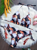 2026 New Women's Swimsuit Neck Hanging Bikini Set Split Beach Swimsuit 2-piece Set with Tassel Decoration