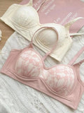 Summer Lace Half Cup Bra Small Bust Beachwear Gathering Light Support Pure Bralette Ultra Thin Wirefree Set AU MOYISU S-XL-32-38
