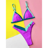 Sexy Splicing Brazilian High Leg Cut Bikini Women Swimwear Female Swimsuit Two-Pieces Bikini Set Bather Bathing Suit Swim V4749