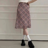 Sweet Skirts Chic Plaid Mini Skirt High Waist A-Line Korean Sle Commute Spring New Arrival Women's Fashion Mid-Length Skirts I3G