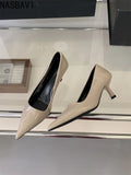 2026 Spring New Women Pointed Toe Shallow Pumps Slip on Shoes French Shallow Heel Elegant Dress Pumps OL Dress Party Shoes Mujer