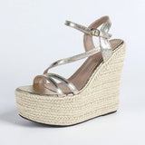 2026 New Big Size 43 Summer Bohemain Espadrilles Wedges Sandals Women High Heels Shoes  Ankle Strap Platform Sandals