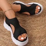 Summer Hollow Out Platform Sandals Women Fashion Open Toe Arch Support Sandal Woman Thick Bottom High Heel Sports Sandals Female