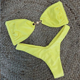 New Halter Bikini High Leg Swimsuit Swimwear Women Deep Back Two-Piece Separates Bikini Sets Strappy Bathing Suits