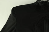 Ahagaga Sexy Sheath Women's Mini Dresses Solid Lace Turtleneck Slim Fit Bodycon Hollow Out Half Sleeves Streetwear Vestidos Robe