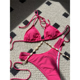 5 Colors Sexy Halter Shell Brazilian Bikini Female Swimsuit Women Swimwear Two-Pieces Bikini Set Bather Bathing Suit Swim V5469