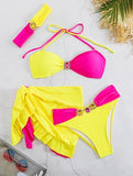 Fashion Triangle Lace Bikini With Pants Set Swimwear Women Shoulder Strap Biquini 3Pcs Set Swimsuits Briefs Sexy 2026 Trendy