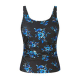 Women Summer Swimwear Loose Fit Scoop Neck Sleeveless Tankini Top Bohemian Tie Dye Print Bathing Suit Padded Swimsuit Top Xxl