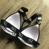 2026 Sexy Letter Print Bra Cup Bikini Women Swimsuit Female Swimwear Two Pieces Bikini Set Push Up Bathing Suit Swim Beach Wear