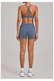 Women's Nude Yoga Sets Sports Cross Beauty Back Bra Hip-lifting Slim Fit Shorts Suits Running Fitness Workout Gym Sets