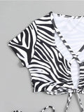 2026 Zebra-stripe Bikinis Women Cross String Swimsuit Swimwear Female Bathers Bathing Swimming Swim Suit Summer Beachwear