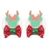 Christmas 2.8"Mouse Ears Hair Clips For Children Sequins Bow Hairpins Girls Festival Party DIY Hair Accessories
