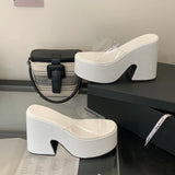 Summers Chunky Women Slippers Fashion Elegant PVC Transparent Platform Wedges Heel Slides Ladies Casual Outdoor Beach Sandalias