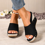 Women's Wedge High Heel Sandals Summer Rivets Chunky Platform Slippers Women Plus Size 43 Peep Toe Thick Sole Sandles Woman