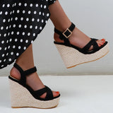 Wedges Sandals Women Summer 2026 Platform High Heels Gladiator Flip Flops Black Pink Knitted Party Shoes Female Large Size 45