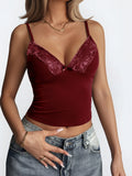 Phantasy Women Y2K Black Camisole Sexy Spicy Girl Style Solid Color Suspender Lace Vest Retro Women's Tanks 2026 Summer Outfit