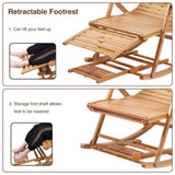 Heavy Duty Folding Rocking Chair Bamboo Indoor Outdoor Lounger