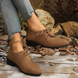 New Patchwork Loepord Pointed Toe Shoes for Women Retro Fax Suede Lacing Pumps Woman Shallow Square Heel Single Shoes Mujer
