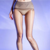 High-Density Aurora Stockings Ultra-Thin Glossy Silky Sexy Seamless Crotch Black Pantyhose Transparent Mesh Pure Desire R9M8