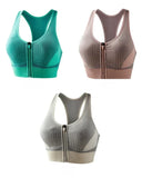 New Sports Bra Women Striped Patchwork Front Zipper Shockproof Vest Jogging Gym Crop Top Female Tops Sport Bras Sutian Feminino