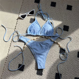 5 Colors Sexy Halter Shell Brazilian Bikini Female Swimsuit Women Swimwear Two-Pieces Bikini Set Bather Bathing Suit Swim V5469