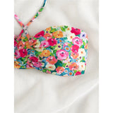 Sexy Floral Printed Halter Lace Up Bikini Female Swimsuit Women Swimwear Two-pieces Bikini set Bather Bathing Suit Swim K5026