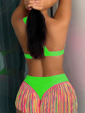 Fringe Tassel One Shoulder High Waist Bikini Women Swimwear Female Swimsuit Two-pieces Bikini Set Hollow Out Bathing Suit Swim