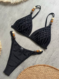 2026 Summer Sexy Bikini Set Women Swimwear Chic Bead Sling Bra Thong Swimsuit Micro Bikini Fashion Brazilian Beach Bathing Suit